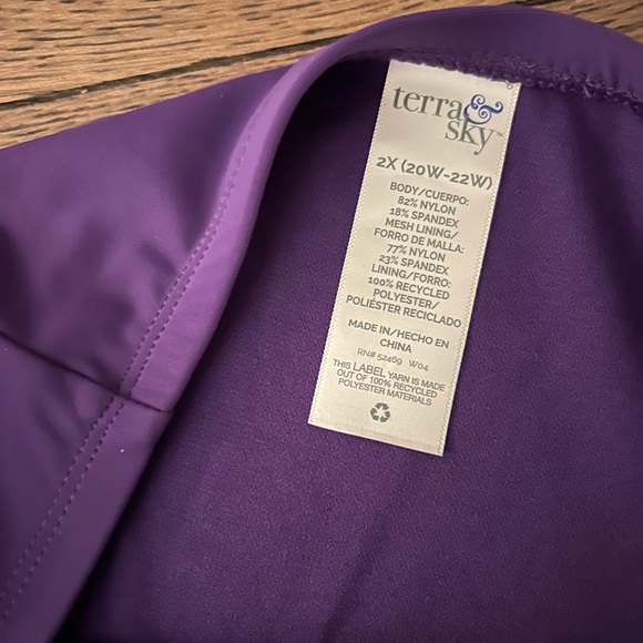 NWT! PURPLE TERRA & SKY 2X Plus Size High Rise Tummy Control Solid Bikini Bottom - Picture 8 of 10